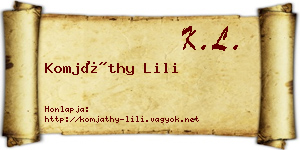 Komjáthy Lili névjegykártya