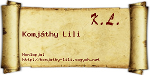 Komjáthy Lili névjegykártya
